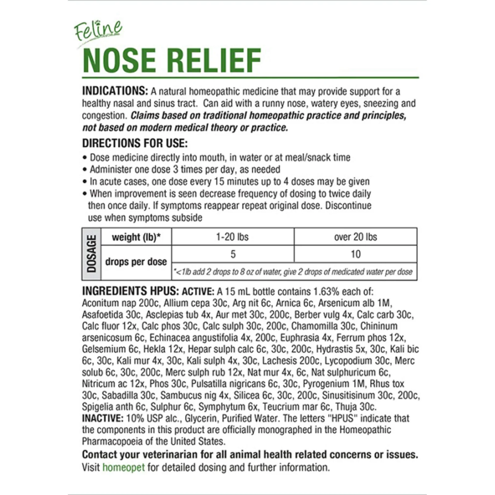 HomeoPet Feline Homeopathic Nose Relief Drops for Cats - Image 2
