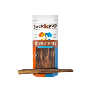 Jack & Pup 12" Bully Sticks Dog Natural Chews - 3 ct Bag