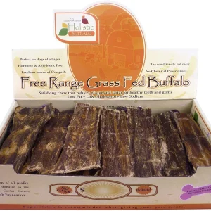 Canine Caviar Free-Range Fed Buffalo Jerky Flat Natural Jerky Dog Treat - 6 Inch - 35 Count