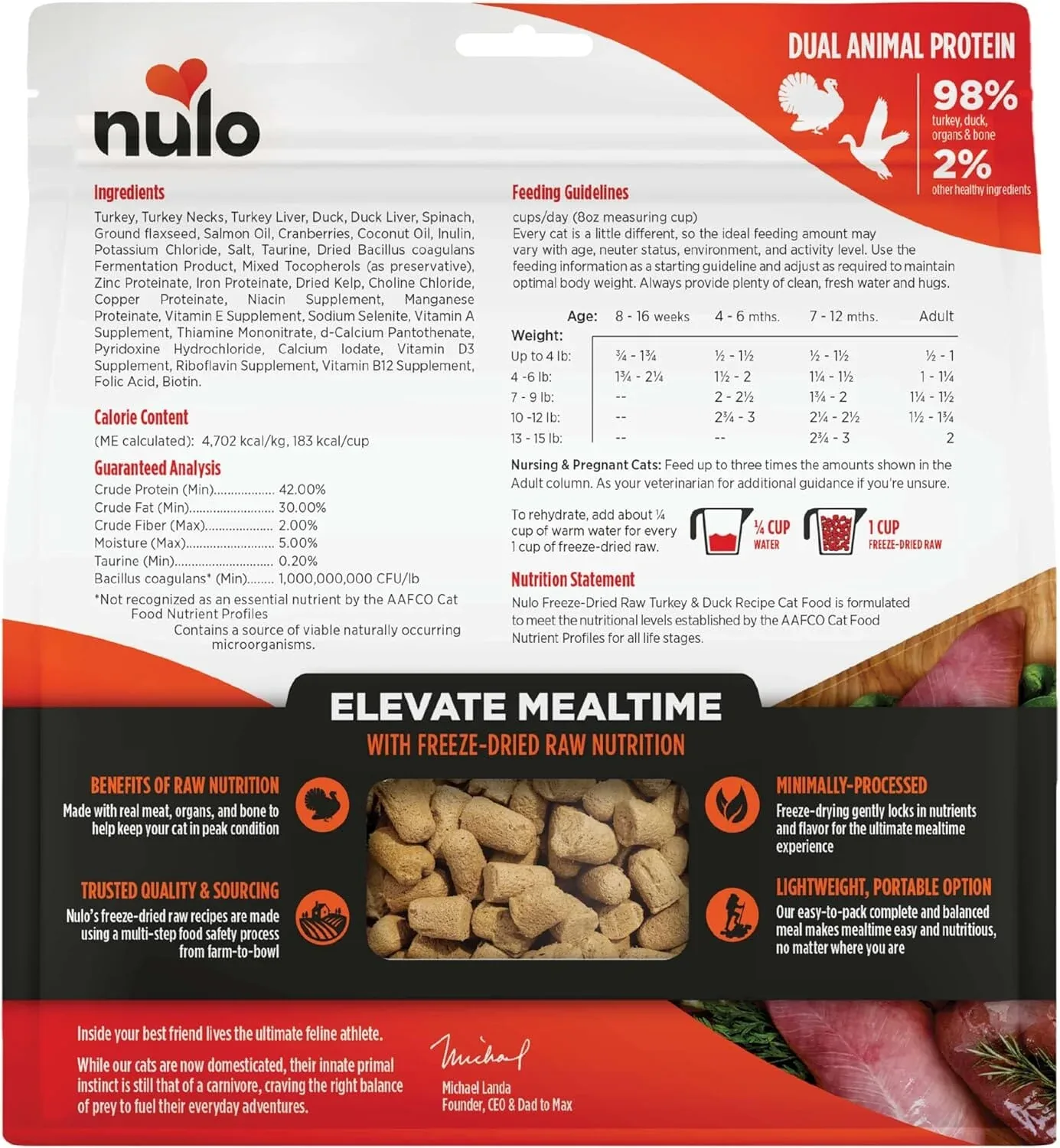 Nulo Freestyle Grain-Free Digestive and Immune Health Turkey and Duck Freeze-Dried Raw Cat Food - Image 2