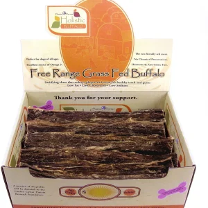 Canine Caviar Free-Range Fed Buffalo Jerky Flat Natural Dog Jerky Treats - 12 Inch - 30 Count