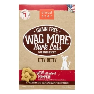 Cloud Star Grain-Free Wag More Bark Less Itty Bitty Pumpkin Oven Baked Dog Biscuit Treats - 7 oz Bag