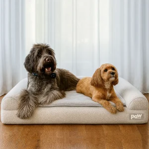 PupLuxe™ 3-Bolster Dog Bed - Grey Bouclé