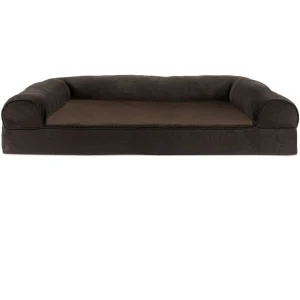 FurHaven Faux Fleece & Chenille Soft Woven Orthopedic Sofa Pet Bed - Coffee (Jumbo)