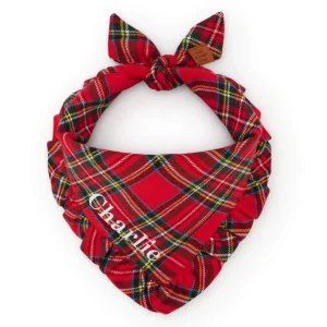 Tartan Plaid Flannel Ruffled Dog Bandana