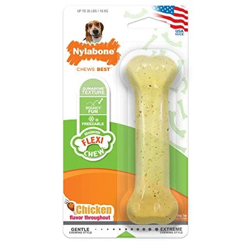 Nylabone Original Bone Flexi-Chew Moderate-Chew Chicken Flavored Chew Dog Toy