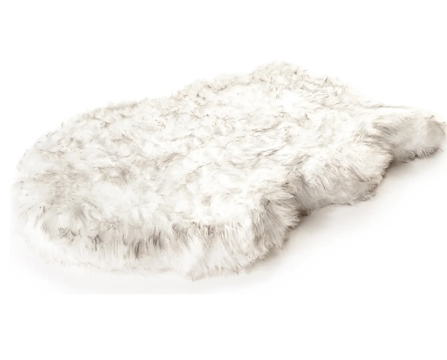 PupRug™ Faux Fur Orthopedic Dog Bed Cover - Curve White with Brown Accents (Bed Not Included) - Image 2