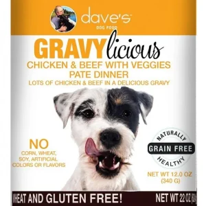 Dave's Pet Food Gravylicious Chicken & Beef with Veggies Canned Dog Food - 12 oz Cans - Case of 12