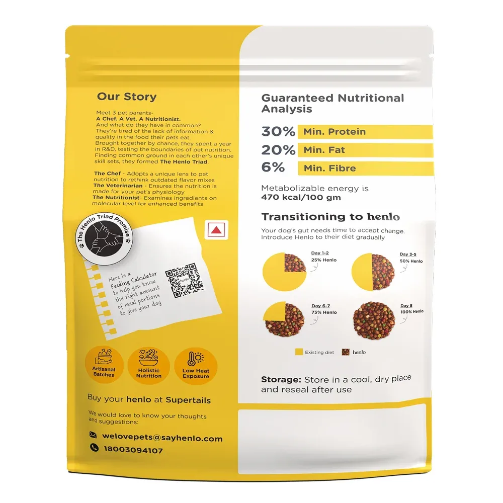 Henlo Chicken & Veg Baked Dry Food for Puppies & Small Breed Dogs | 100% Human Grade Ingredients - 100g - Image 2