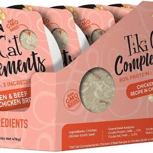 Tiki Cat Complements Chicken & Beef Cat Food Toppers and Crunchers - 2.1 oz Cups - Case of 8