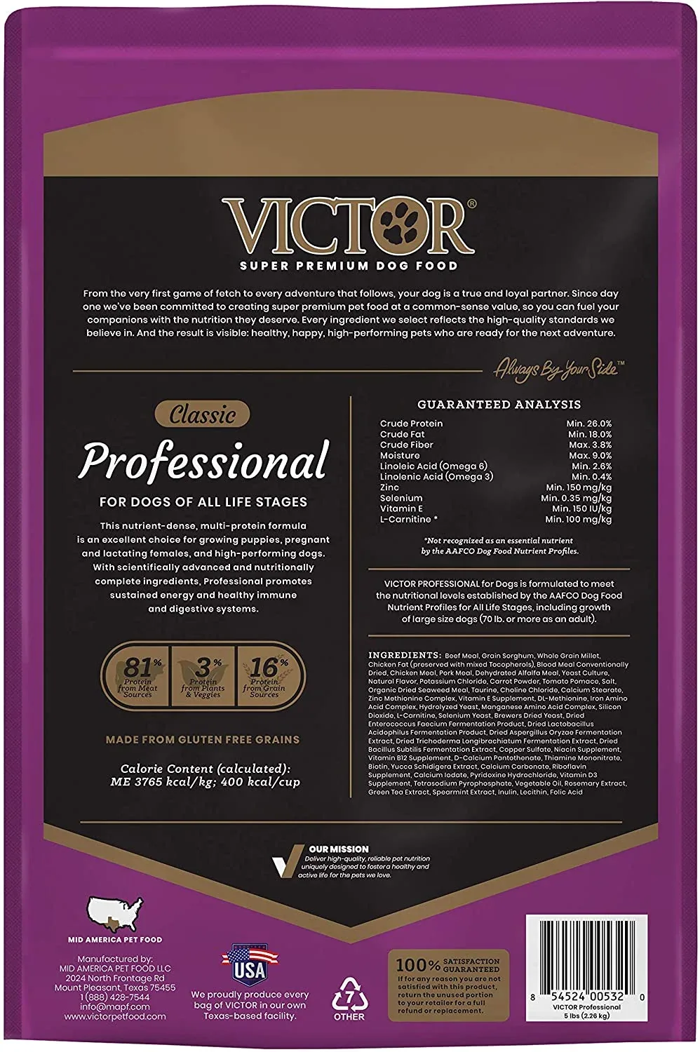 Victor Professional Formula Dry Dog Food - 5 lb Bag - Image 2