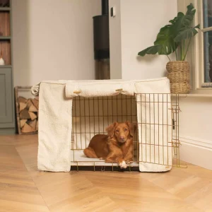 Dog Crate with Crate Cover in Ivory Bouclé by Lords & Labradors