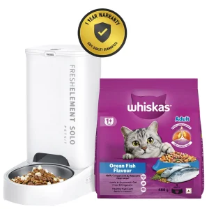 Whiskas Ocean Fish Flavour Dry Food & Petkit Freshelement Solo Automatic 2.4G WiFi Food Dispenser Adult Cat Combo