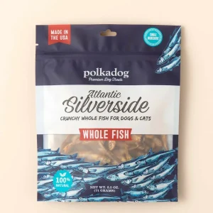 Polkadog Atlantic Silverside Dehydrated Whole Fish Dog Treats for Dogs & Cats - Single Ingredient (2.5 oz)