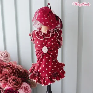 Wooflink Polka Polka Mini Dress in Burgundy