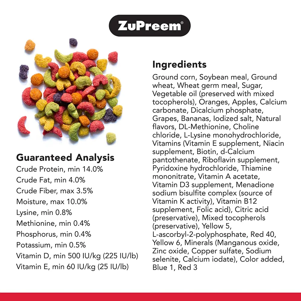 ZuPreem FruitBlend Flavor with Natural Flavors Avian Diets Small Bird Food - Image 2