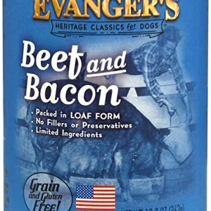 Evanger's Beef & Bacon All Meat Classic Canned Wet Dog Food - 13 oz Cans - Case of 12