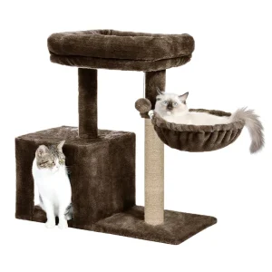 Furrlovers Multilevel Activity Tower with Plush Hammock and Perch Seats for Cats (Brown)