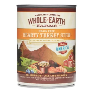 Whole Earth Farms Grian Free Hearty Turkey Stew Canned Dog Food - 12.7 oz Cans - Case of 12