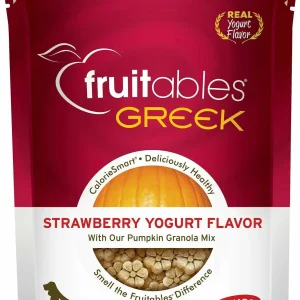 Fruitables Greek Strawberry Yogurt Crunchy Dog Treats - 7 oz Pouch