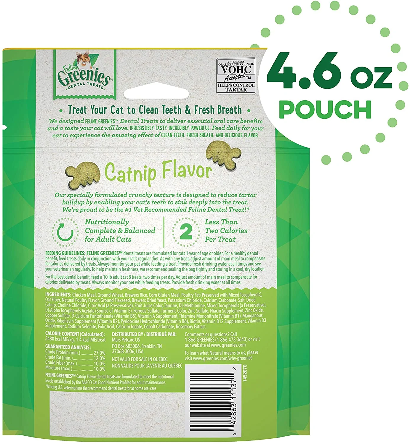 Greenies Feline Catnip Dental Cat Treats - 4.6 oz - Image 2