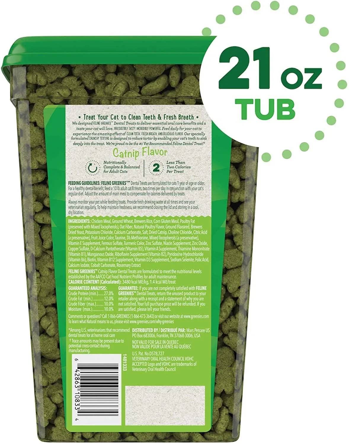 Greenies Feline Catnip Dental Cat Treats - 21 oz - Image 2