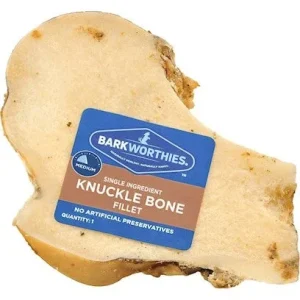 Barkworthies Knuckle Bone Fillet - 20 ct Case - Case of 1. This Case Pack is an assortment of 1 x Peanut Butter 1 x Acai 1 x Sweet Potato Pumpkin & Carrot Blend of Beef Bones for Dogs