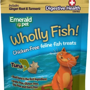 Emerald Pet Wholly Fish! Tuna + Digestive Health Crunchy Cat Treats - 3 oz Bag
