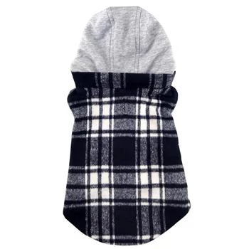 Weekender Dog Sweatshirt Hoodie - Black & White Plaid Flannel - Image 2
