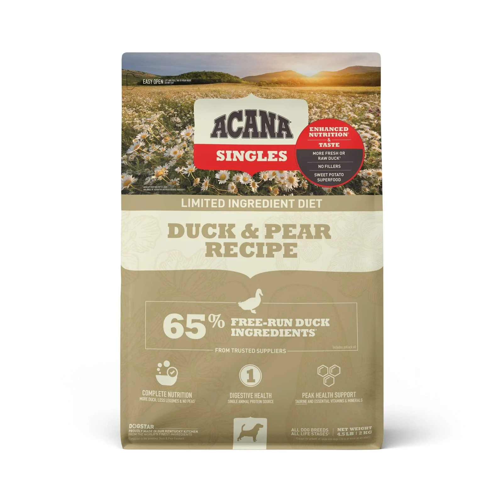Acana 'Kentucky Dogstar Chicken' Singles Grain-Free Duck & Pear Dry Dog Food - 4.5 lb Bag