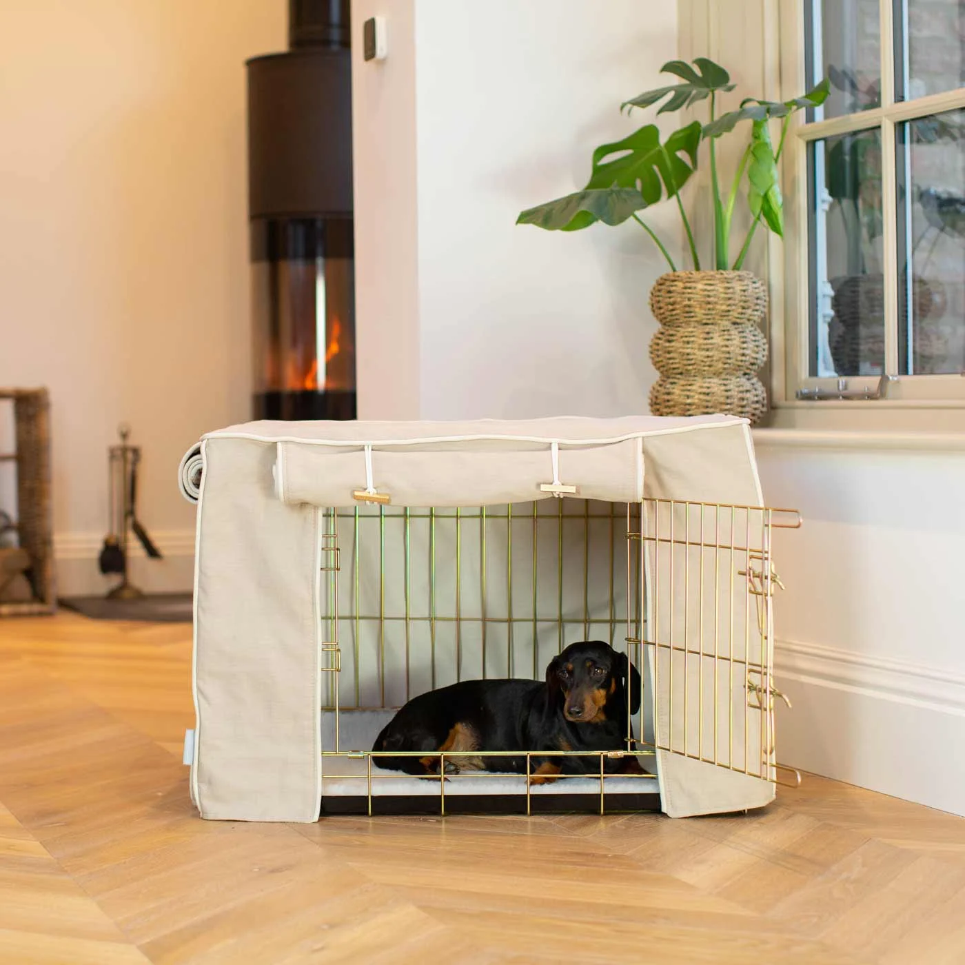 Dog Crate with Crate Cover in Savanna Oatmeal by Lords & Labradors - Image 2