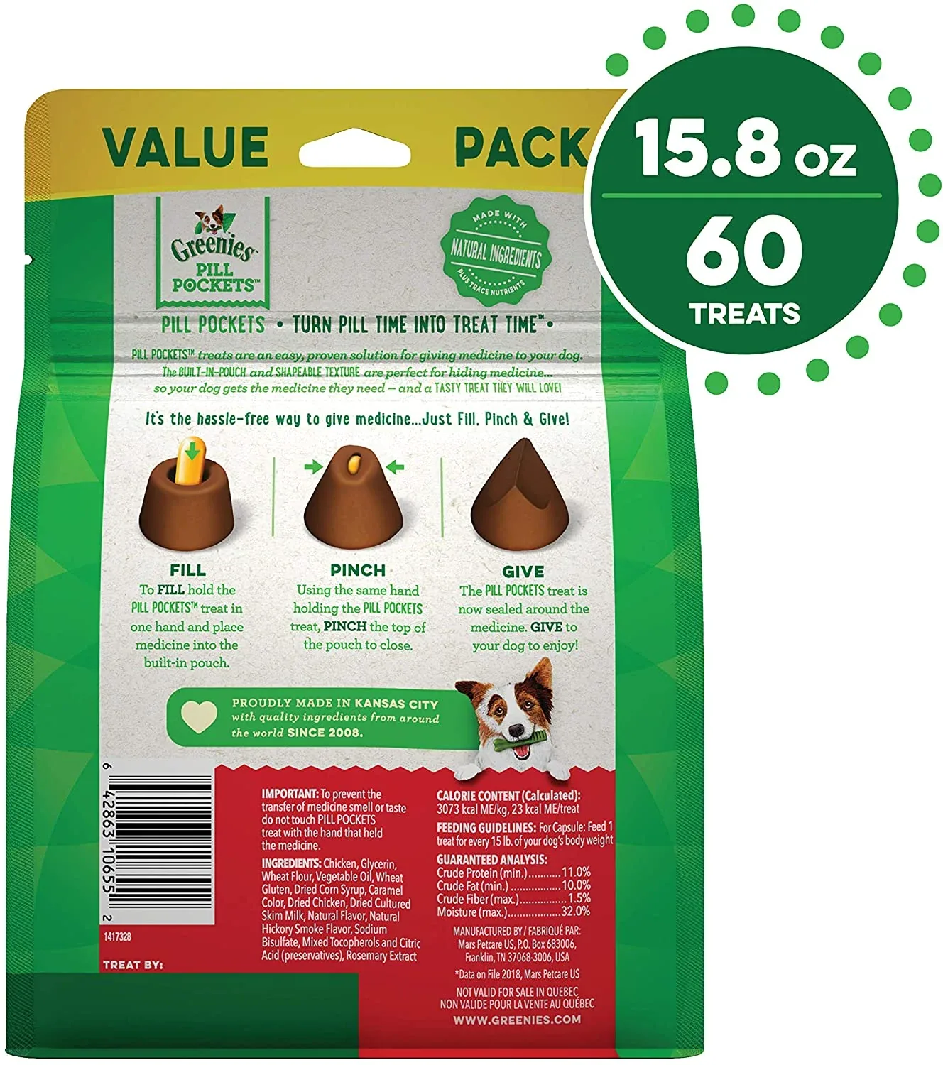 Greenies Pill Pockets for Dogs Hickory Capsule Value Bag - 15.8 oz - Image 2