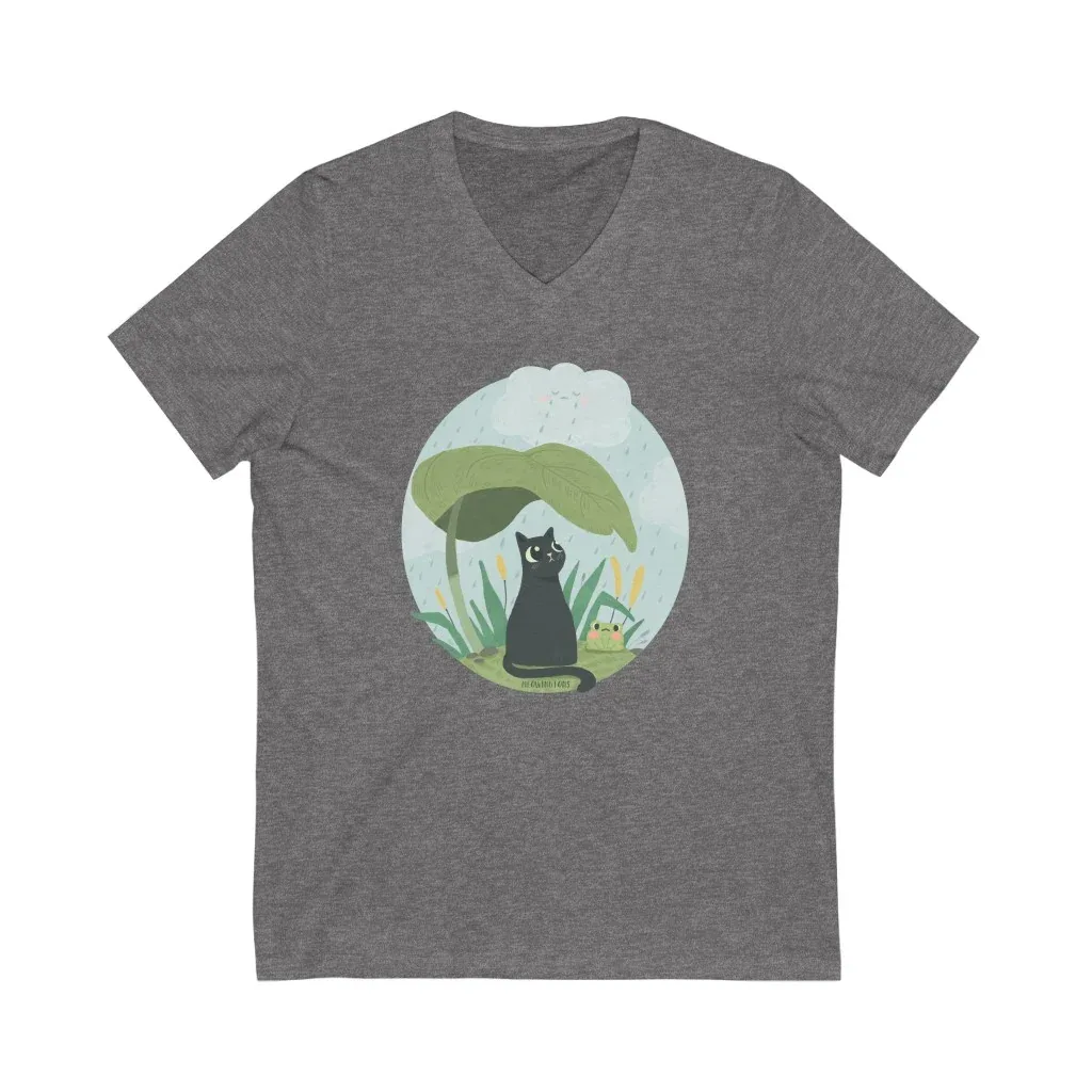 Rainy Days Cats & Plants V-Neck T-Shirt - Image 2
