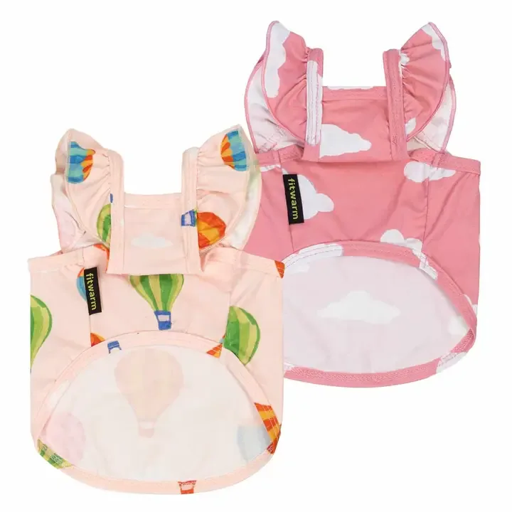 2 Pack Hot Air Balloon & Cloud Ruffle Dog Shirt - Image 2