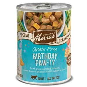 Merrick Grain-Free Chunky Birthday Pawty Canned Wet Dog Food - 12.7 oz Cans - Case of 12