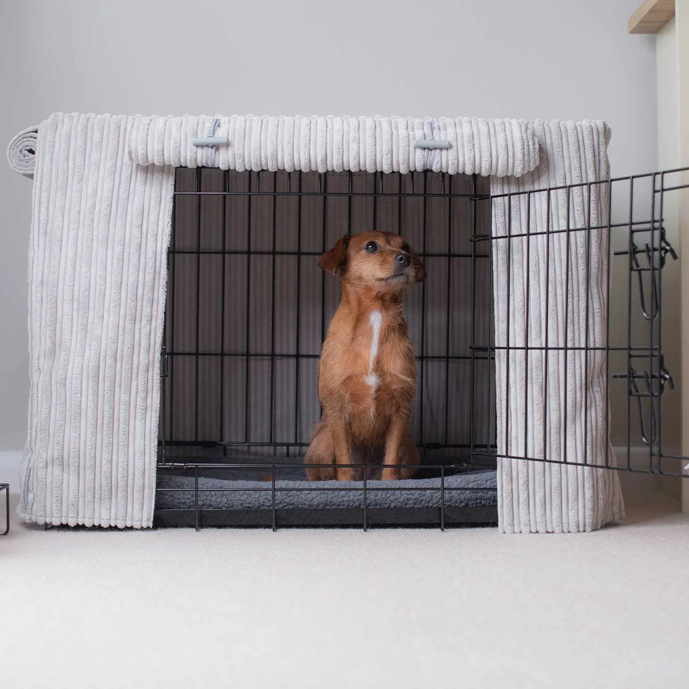 Dog Crate Cover in Light Grey Essentials Plush by Lords & Labradors - Image 2