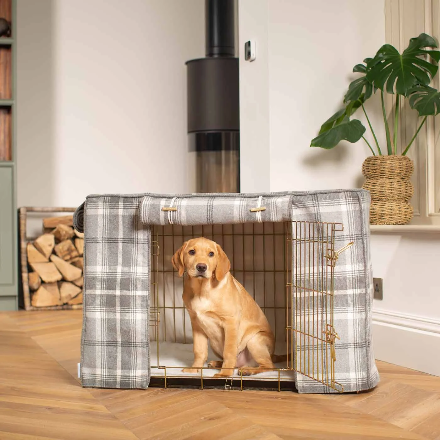 Dog Crate Cover in Balmoral Dove Grey Tweed by Lords & Labradors - Image 2