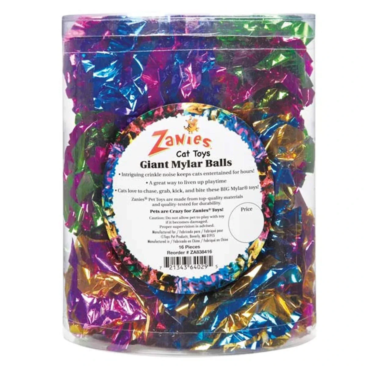 ZA Giant Mylar Ball Canister, 16-Count