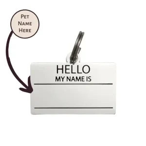 Hello My Name is Pet ID Tag in Silver