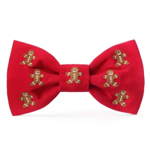 Gingerbread Man Embroidered Dog Bow Tie