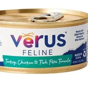 Verus Turkey Chicken & Ocean Fish Canned Cat Food - 5.5 oz Cans - Case of 24