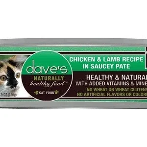 Dave's Pet Food Chicken & Lamb Recipe in Saucey Pate Canned Cat Food - 5.5 oz Cans - Case of 24