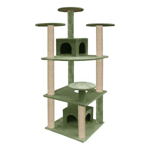 Furrlovers Multilevel Cat Tree with Condo & Jute Rope Scratching Posts (Green)