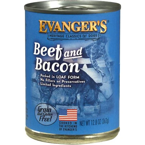 Evanger's Beef & Bacon Complete Classic Canned Dog Food Dinners - 20.2 oz Cans - Case of 12