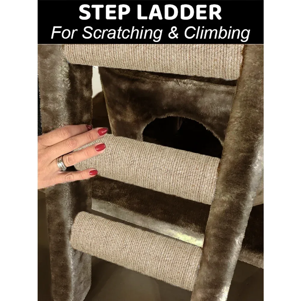 Furrlovers Fur Fabric Cat Tree with Hammocks, Condo & Jute Rope Scratching Posts - Image 2