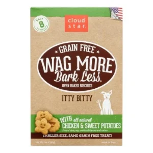 Cloud Star Grain-Free Wag More Bark Less Itty Bitty Chicken & Sweet Potato Oven Baked Dog Biscuit Treats - 7 oz Bag