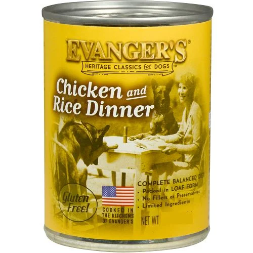 Evanger's Chicken & Rice Dinner Complete Classic Canned Dog Food Dinners - 20.2 oz Cans - Case of 12