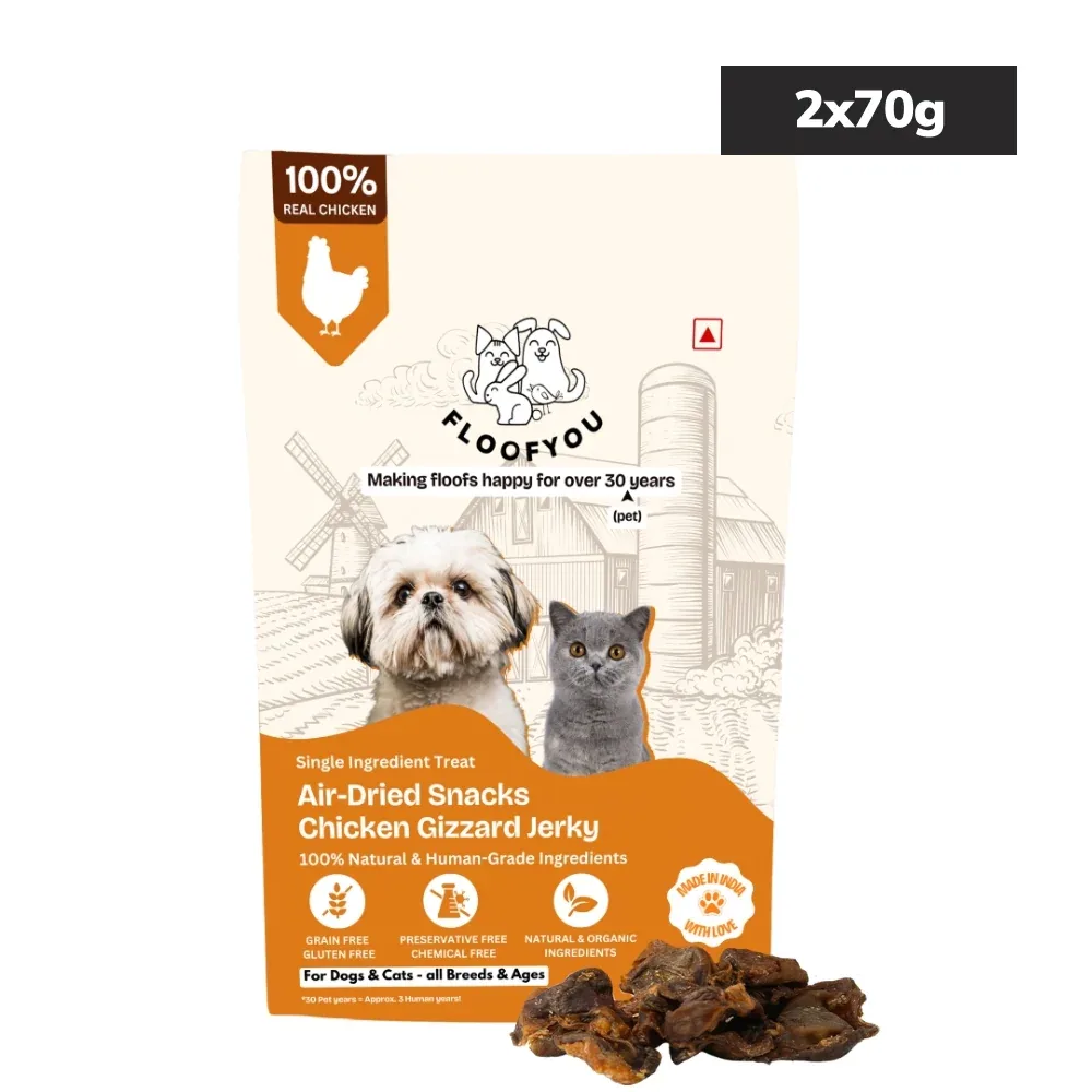 Floofyou Air Dried High Protein Chicken Gizzard Jerky Dog and Cat Treats - Image 2