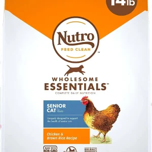 Nutro Indoor Senior Cat Chicken & Rice Dry Cat Food - 14 lb Bag
