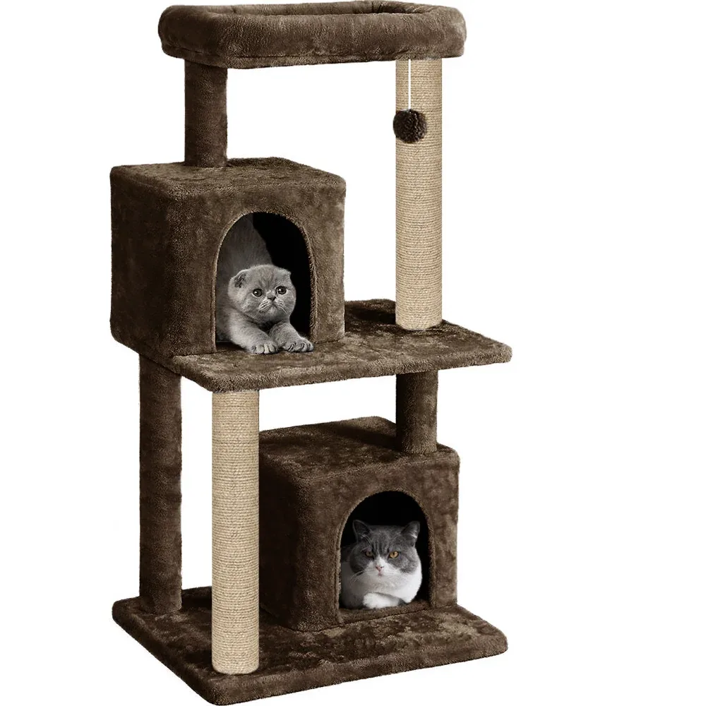 Furrlovers Multi Level Plush Cat Tree with Jute Scratching Posts & 2 Condos